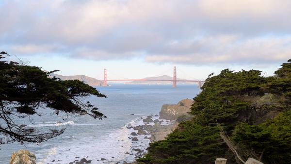 View of the Golden Gate Bridge from the cliffs
